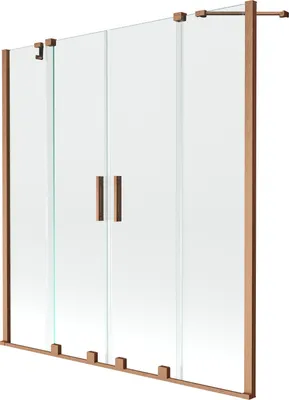 Produktbild von Mexen Velar Duo 2-Flügel-Badewannenwand Regulierbare 150 x 150 cm, transparent, Kupfer gebürstet - 896-150-000-02-65