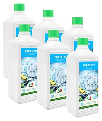 Immagine prodotto di Detergente piatti concentrato sgrassatore, efficace in acqua fredda Marbec PULIPIATTI - 1LTx6Pz