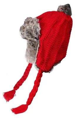 Immagine prodotto di Berretto invernale da donna con paraorecchie, lavorato a maglia, taglia unica, colore rosso