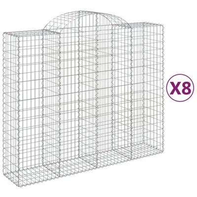 Produktbild von Gabionen mit Hochbogen 8 Stk. 200x50x160/180cm Verzinktes Eisen