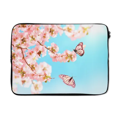 Produktbild von MuchoWow® Laptop Hülle 13 Zoll Schmetterlinge - Baum - Blumen Laptoptasche - Laptophülle - Sleeve - Rundumschutz