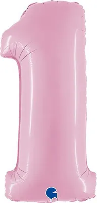 Produktbild von Riesenzahl Folienballon 40"/102cm | Pastel Pink Zahl: 1