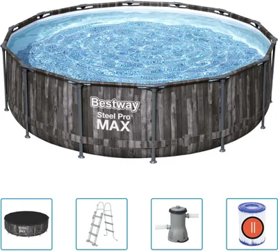 Produktbild von Bestway 5614Z, 13030 l, Gerahmter Pool, Erwachsener & Kind, Leiter, Holz, 47,4 kg
