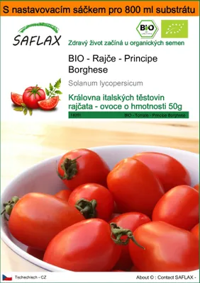 Obrázek produktu pro SAFLAX Garden in the bag - BIO - Rajče - Principe Borghese - Solanum lycopersicum - 10 Semena - S pěstebním substrátem v praktickém samovztyčovacím sáčku