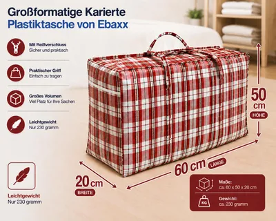 Produktbild von PLASTIKTASCHE Jumbo Unterbettkommode Wäschetasche Aufbewahrungs Tasche kariert L, KI-generiertes Bild