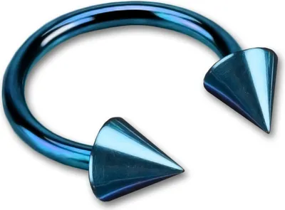 Produktbild von viva-adorno Hufeisen Piercing Edelstahl Spikes Augenbrauenpiercing Z55,Blau,1,2 x 8 x 3+3mm
