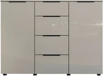 Produktbild von Kommode - 135 x 99 cm - 2 Türen - 4 Schubladen - Sandgrau - Glas