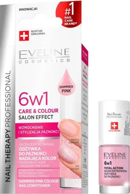 Zdjęcie produktu dla Eveline Cosmetics Nail Therapy Professional – odżywka do paznokci, długotrwały efekt, pielęgnacja, Shimmer pink