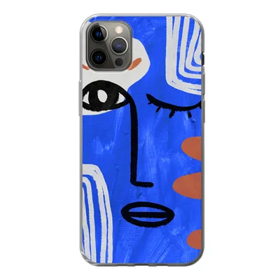 Obrázek produktu pro Kryt na mobilní telefon pro Apple iPhone 12 Pro Max Tvář - modrá - abstraktní Silikonové měkké pouzdro