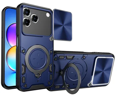 Produktbild von Outdoor Panzer Hülle für ZTE Blade V80 Vita Handyhülle mit Slide Kameraschutz Ringhalter Bumper in Blau