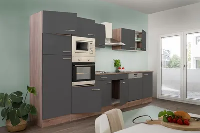 Produktbild von Küche Küchenzeile Küchenblock Einbauküche Eiche York Grau Oliver 340 cm Respekta