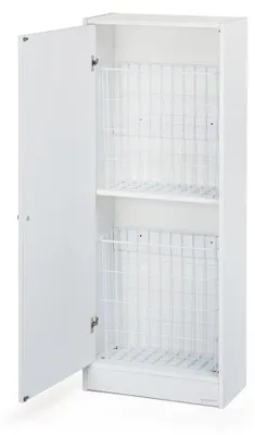 Waschkorb mit 2 Metallkörben, 123x24x49 cm, weiß