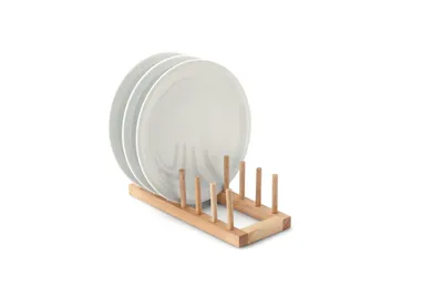 Produktbild von CONTINENTA Tellerständer für 6 Teller, Gummibaum 30x12x9 cm 3021 4017167302102