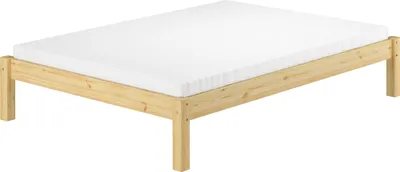 Produktbild von Doppelbett Massivholzbett Kiefer natur 140x200 Futonbett Bettrahmen Zubehör wählbar V-60.35-14Rollrost und Matratze inkl.