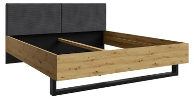 Productafbeelding van Tweepersoonsbed Upsala, bedframe, grafiet/eikenhout. Uitvoering naar keuze, zonder lattenbodem