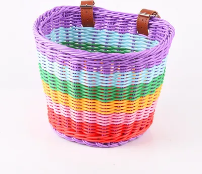 Produktbild von Regenbogenfarbe 21*16*16 cm klein Fahrradkorb Vorne Fahrradkorb aus PE Einstellbar Korb für Kinde
