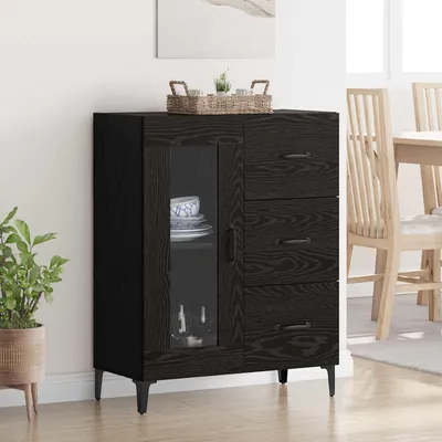 Image de vidaXL Sideboard avec tiroirs noir imitation chêne 69,5 x 34 x 90 cm