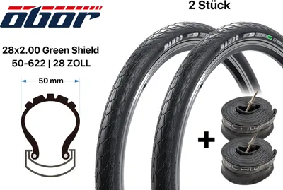 Produktbild von 2 Stück 28 Zoll Fahrrad Reifen + Schlauch SET 28x2.00 tires 50-622 Schwalbe SV
