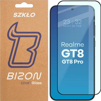 Produktbild von Gehärtetes Glas für Realme GT 8 / 8 Pro, Bizon Glass Edge 2, Schwarzer Rahmen