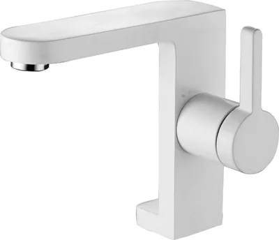 Produktbild von Einhandmischer Weiß Waschbecken | Mischbatterie Bad | Armatur Wasserhahn | Wasserarmatur Waschtisch | Waschbeckenarmatur