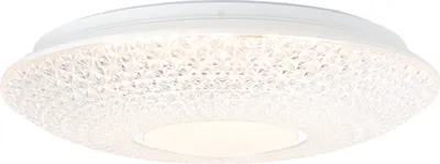 A white LED ceiling light with a textured glass-like diffuser.