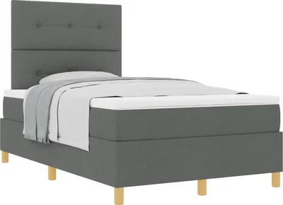 Zdjęcie produktu dla vidaXL Łóżko sprężynowe z materacem ciemnoszare 120 x 190 cm tkanina