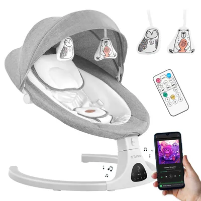 Produktbild von TULANO Astrid 35 Grau | Elektrische Kinderwippe Babywippe Babyzubehör | Automatische Wippfunktion mit Zeiteinstellung: 8, 15 oder 30 Minuten