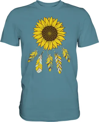 Produktbild von Traumfänger Sonnenblumen T-Shirt Garten Motiv Gärtner Geschenk – Stone Blue / L