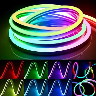 Produktbild von RGBIC LED-Neonlichtstreifen - Flexible Seilleuchte - 5 V USB - 3 m - WiFi-Steuerung - Fernbedienung - Musiksynchronisation - Wasserdicht