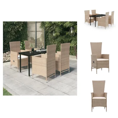 Image de vidaXL Ensemble de jardin 5 pièces avec coussins Beige - Ensemble de meubles de jardin
