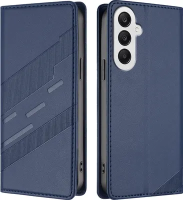 Produktbild von Hülle für Samsung Galaxy A25 5G, Kunstleder Brieftaschen Handyhülle mit Kartenfach und Standfunktion Blau