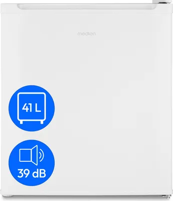 Produktbild von MEDION mini Kühlschrank mit Gefrierfach (klein, leise, 41L kleiner Kühlschrank für Büro Hotels Minibar Camping Gaming, Getränkekühlschrank, Speisen & Eis, Türanschlag wechselbar, MD37724)