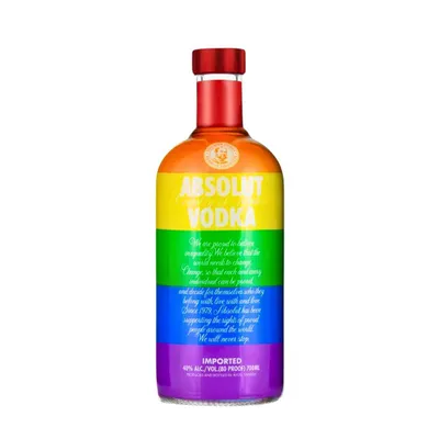 Produktbild von Absolut Vodka Colors 2 0,7L – Limited Edition 2015 mit Pride Design, LGBTQ Flaggenflasche, Sammler Wodka aus Schweden mit 40% Vol.