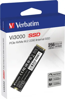 Imagen del producto de Verbatim Vi3000, SSD M.2, 256 GB, PCIe NVMe. Código: 49373