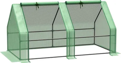 Zdjęcie produktu dla Szklarnia Outsunny z 2 zwijanymi oknami, folia z siatki PE, szklarnia z folii stalowej, szklarnia na balkon, ogród, szklarnia na pomidory 180x90x90 cm, szklarnia na pomidory, warzywa, kwiaty, rośliny, zieleń