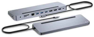 Zdjęcie produktu dla i-tec C31FLAT2PDPRO100W, Przewodowa, USB 3.2 Gen 1 (3.1 Gen 1) Type-C, 100 W, 3,5 mm, 10,100,1000 Mbit/s, Srebrny