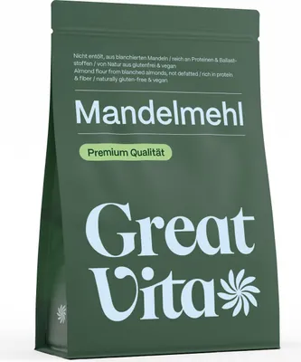 Produktbild von GreatVita Mandelmehl 500 g | nicht entölt, naturbelassen aus blanchierten Mandeln
