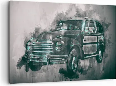 Produktbild von Bild auf Leinwand - Leinwandbild - Auto Retro - 120x80cm - Wand Bild - Wanddeko - Wandbilder - Leinwanddruck - Bilder - Kunstdruck - Wanddekoration - Leinwand bilder - Wandkunst - AA120x80-3834
