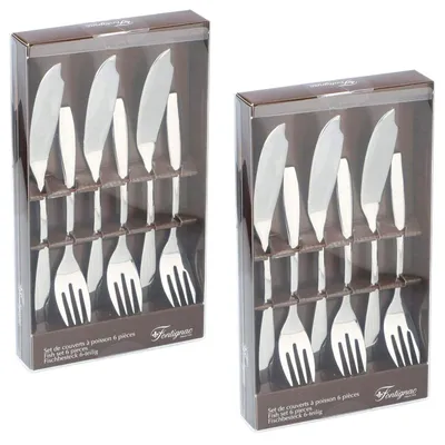 Produktbild von 12 teiliges Edelstahl Fischbesteck für 6 Personen Fischgabel Fischmesser Fisch Besteck Gabel Messer