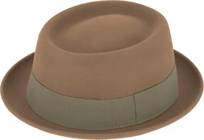 Fiebig Wollfilzhut Pork Pie mit Ripsband in camel