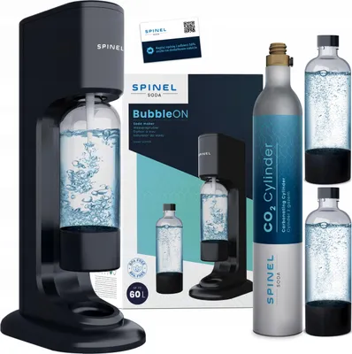 Produktbild von Spinel Soda BubbleON Wassersprudler Set mit 2 Flaschen CO2 Zylinder