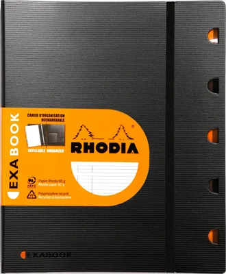 Produktbild von Rhodia 6x ExaBook mit Doppelspirale A4+ liniert 80Bl 90g - Schwarz 132146C