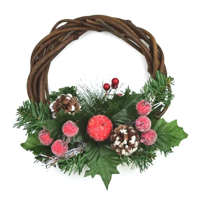 Produktbild von Rustikaler Weidenkranz Ø23 cm mit Äpfeln, Tannenzapfen und Beeren
