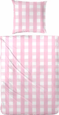 Produktbild von Westminster Feinbiber Bettwäsche 155x220 Karo kariert weiß rosa 173097-44