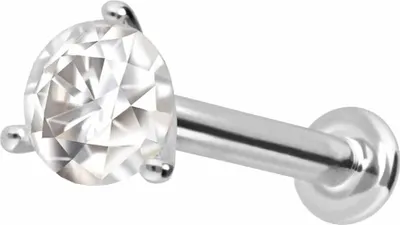 Produktbild von Ohrpiercing, Nasenpiercing 14 Karat Gold Labret mit Innengewinde MOISSANIT WeißGold Stablänge: 8mm | Stabstärke: 1,2mm | Kristallgröße: 3mm