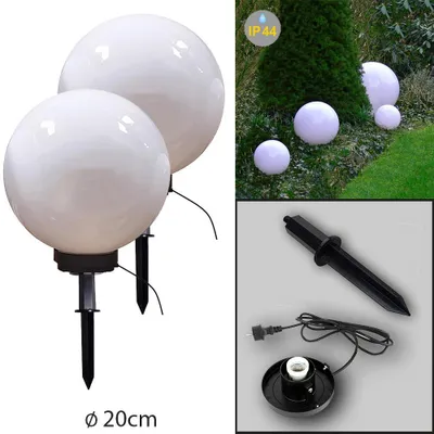 Produktbild von 2er Set Aussenleuchte Kugellampe "Marlon" E27 : Ohne Leuchtmittel 20cm + 20cm