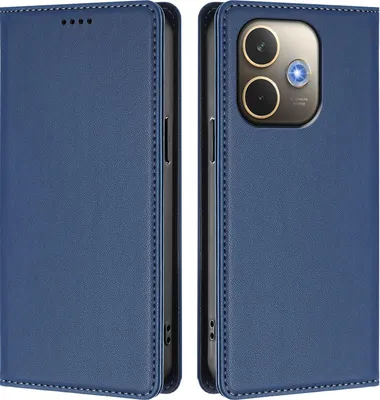 Image de Étui en cuir pour Oppo A5 Pro 4G/A5 Pro 5G, étui à rabat magnétique en cuirPolyuréthaneavec support, bleu foncé