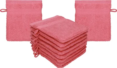 Produktbild von Betz 10 Stück Waschhandschuhe 16x21 cm PREMIUM 100% Baumwolle  Farbe: himbeere