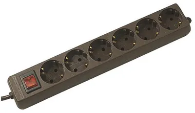 Produktbild von BACHMANN SELLY Steckdosenleiste 6x Schutzkontakt, Schalter, schwarz, 1,5 m