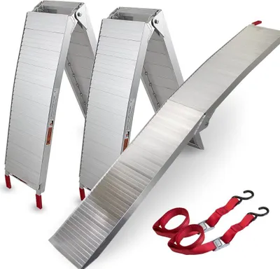 Produktbild von Bituxx Aluminium Auffahrrampen 2er Set Geschlossen Klappbar 2m lang bis 340kg MS-14555